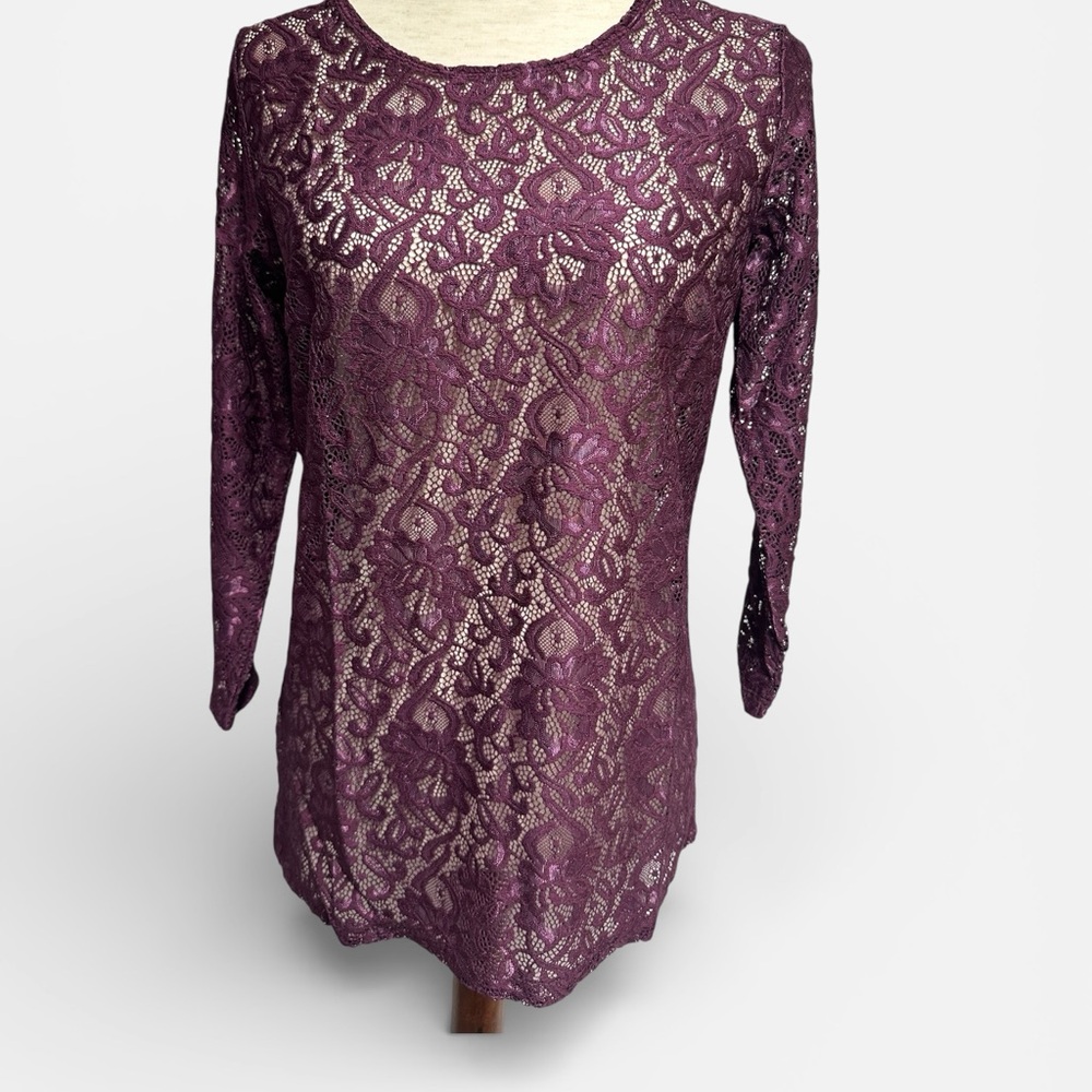 Ruby Ribbon Chantilly Lace Fairy Coquette Top Burgundy Size Small NEW